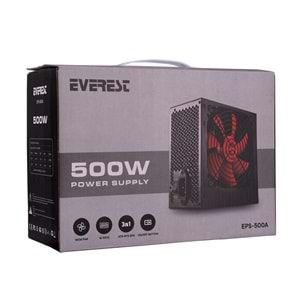 EVEREST EPS500A Real 500W Peak-550W 4*SATA 12cm Fanlı Oyuncu PC Destekli Power Supply