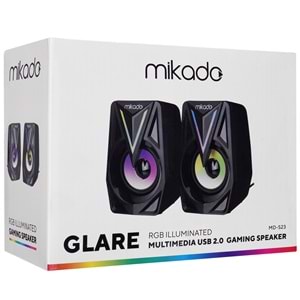 MİKADO MDS23 GLARE 2.0 Multimedia 3W*2 Siyah USB RGB Speaker Hoparlör